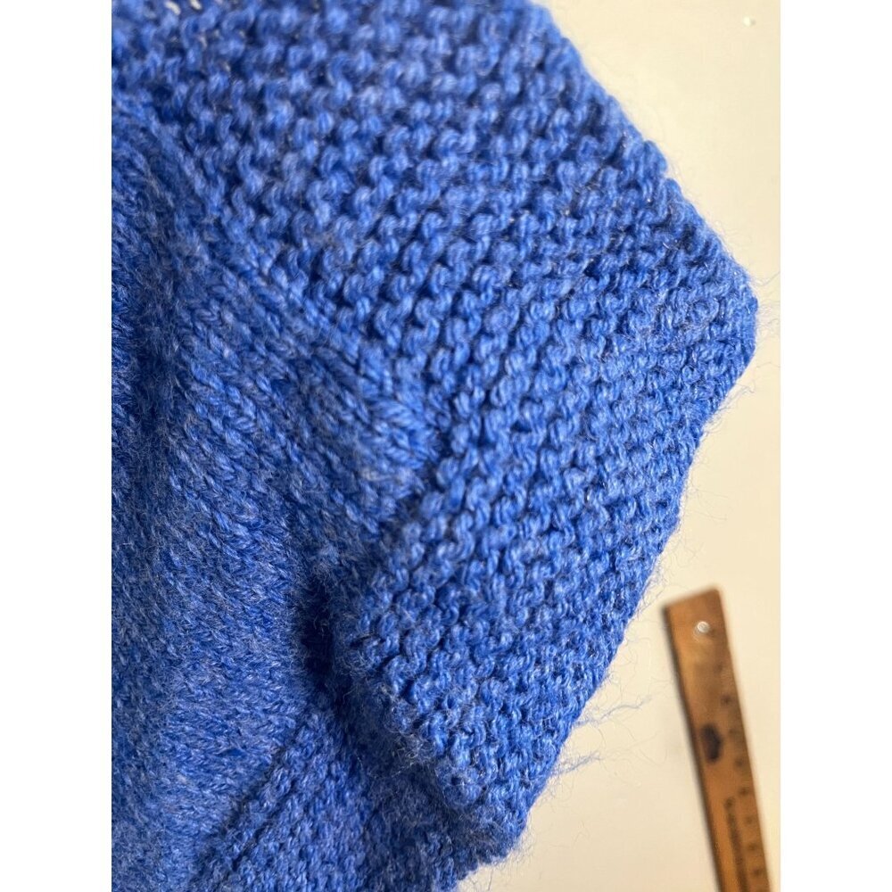 Retro Hand Knit Sweater OS Blue Coastal Preppy Classic Chic Festive Holiday 80s - Picture 6 of 9